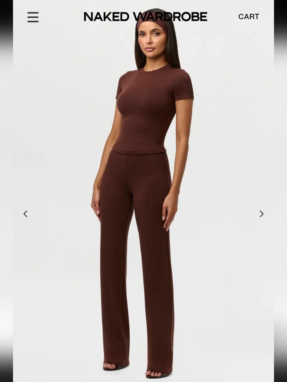 naked wardrobe Brown High-Rise Wide Leg Pants